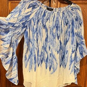 Alfani Blue and Cream Blouse